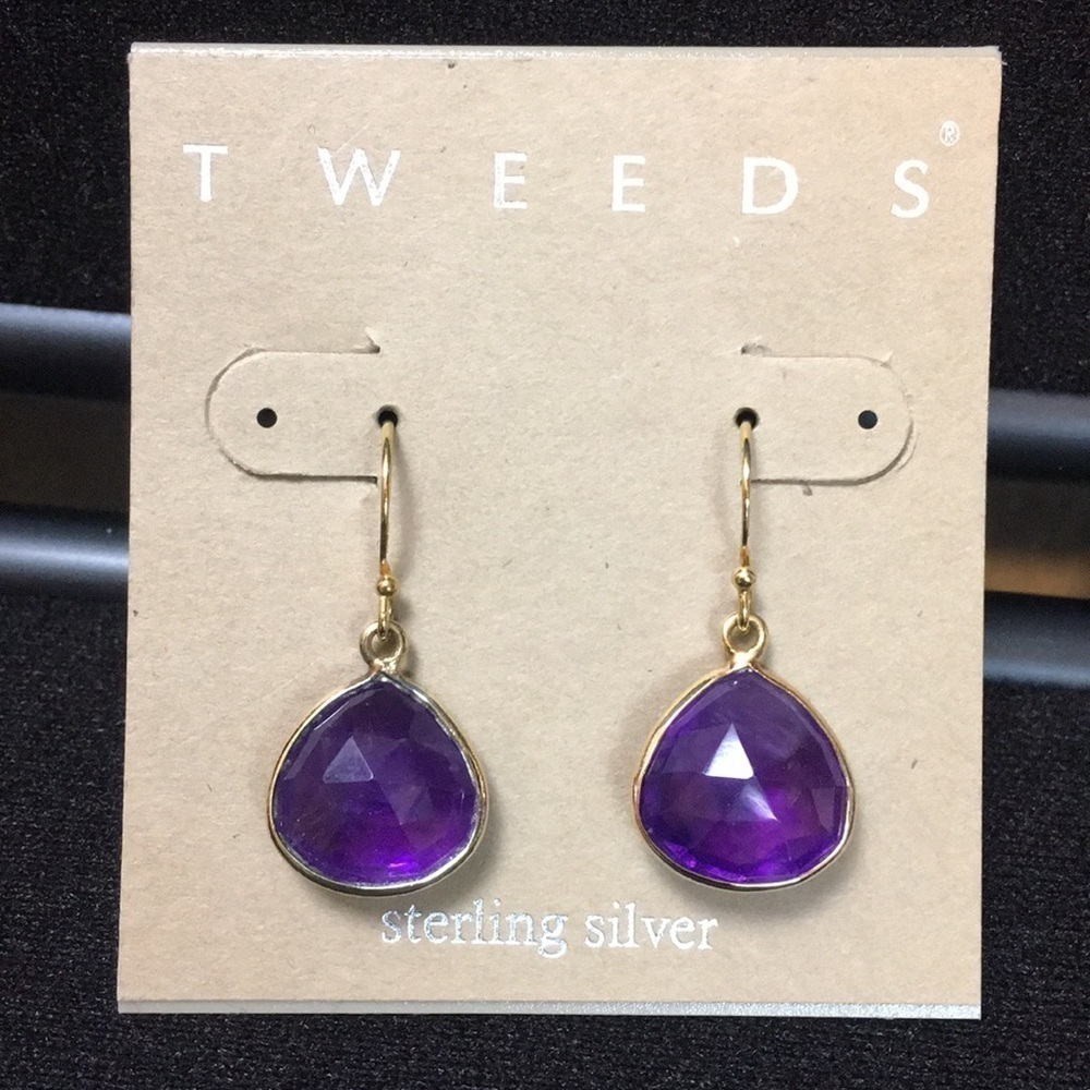 Tweeds goldwashed Sterling silver Amethyst earring